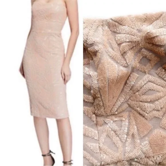dress the population claire Dress The Population Dress Gold Sparkle Claire Midi Party NYE Cocktail Small New